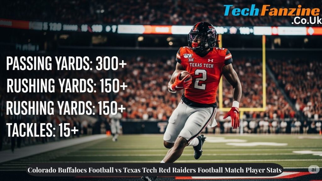 Colorado Buffaloes Football vs Texas Tech Red Raiders Football Match Player Stats